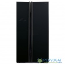 Холодильник SBS HITACHI R-S700PUC2GBK, 180х77х92см, 2 дв., Х- 377л, М- 228л, A++, NF, Інвертор, Чорне скло