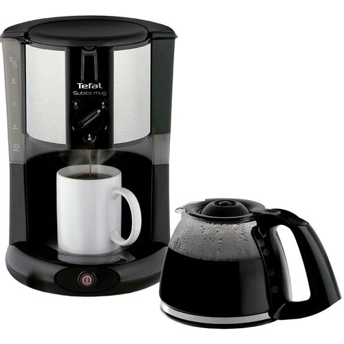 Кавоварка Tefal крапельна Subito Mug 1.25л, мелена, чорно-сріблястий