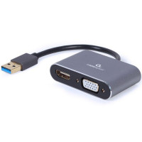Адаптер Cablexpert HDMI+VGA - USB (F/M), 0.15 м, Black (A-USB3-HDMIVGA-01)