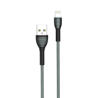 Кабель ColorWay USB - Lightning (M/M), тканевая оплетка, 3 А, 1 м, Серый (CW-CBUL041-GR)