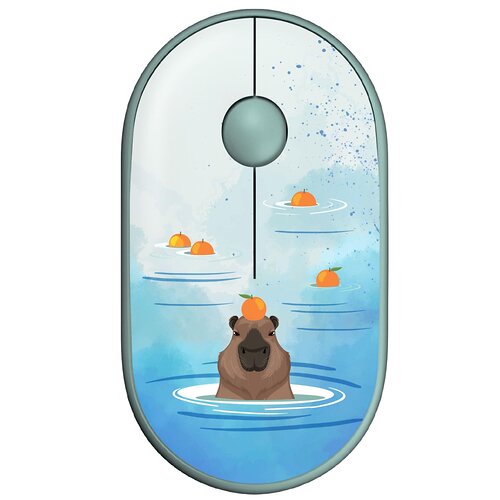 Беспроводная мышь 2E MF300 Capybara Tangerine Silent WL BT Green (2E-MF300WCAPIBARAGN)