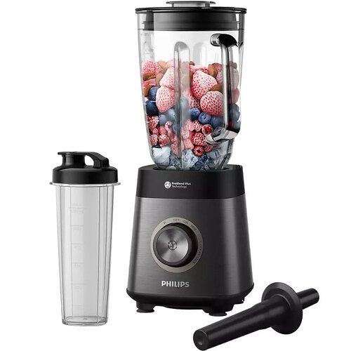 Блендер PHILIPS стаціонарний Series 5000, 1200Вт, чаша-2000мл, скло, склянка в комплекті, чорний