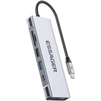 USB-хаб Essager 8 в 1 USB-C Hub с 10Gbps M.2 NVMe SSD Enclosure (EHB08-QK0G-Z)