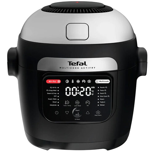 Мультиварка-мультипіч Tefal Multicook Actifry, 1334Вт, чаша-6л, сенсорне керув., 14 програм, метал/пластик, чорний