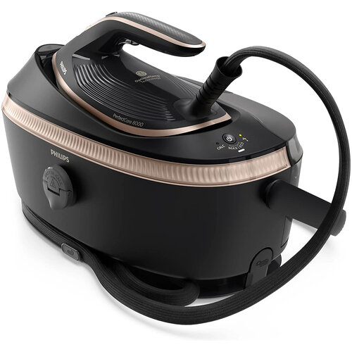 Парогенератор Philips PerfectCare 8000, 3120Вт, 1400мл, паровий удар -800гр, верт. відпарювання, нерж. сталь, чорний