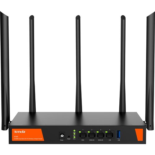 Маршрутизатор TENDA W30E Hotspot AX3000 4xGE (1xGE WAN, 2xGE LAN/WAN, 1xGE LAN)