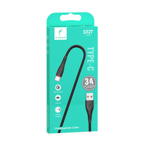 Кабель SkyDolphin S02T USB - USB Type-C (M/M), 1 м, Black (USB-000589)