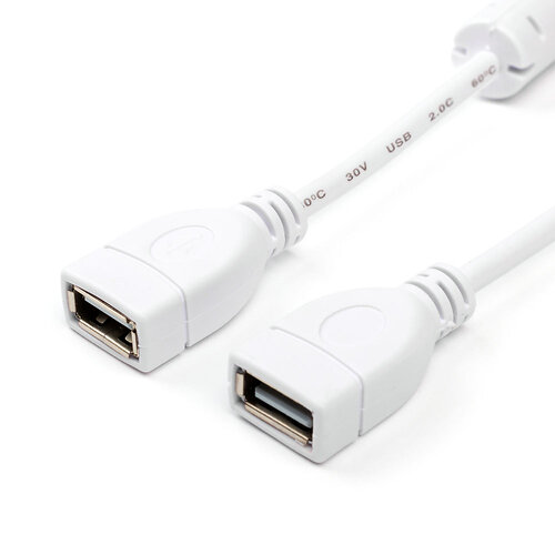 Кабель Atcom USB - USB V 2.0 (F/F), 1.8 м, белый (15647)