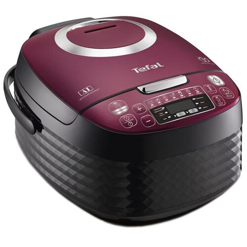 Мультиварка Tefal Spherical, 750Вт, чаша-4л, електронне керув., пластик, чорно-бордовий