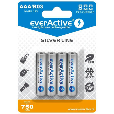 Аккумулятор everActive AAA\/HR03 Ni-MH 800mAh BL 4шт