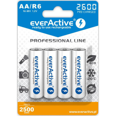 Аккумулятор everActive AA\/HR06 Ni-MH 2600mAh BL 4шт