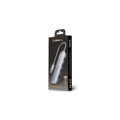 USB-хаб REAL-EL CQ-415 USB Type-C 4-в-1