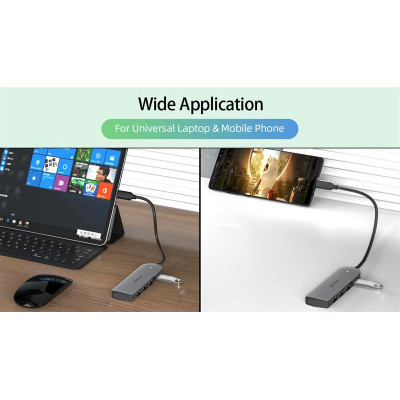 USB-хаб REAL-EL CQ-415 USB Type-C 4-в-1