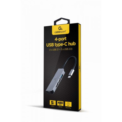 USB-хаб Cablexpert USB Type-C 4-в-1 Grey (UHB-CM-U3P1U2P3-01)