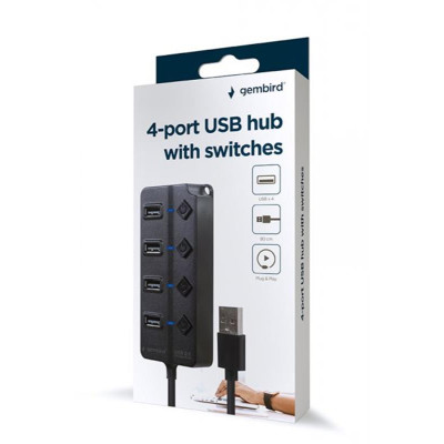 USB-хаб Gembird 4 ports (UHB-U2P4P-01) з вимикачами USB-хаб Gembird 4 ports (UHB-U2P4P-01) з вимикачами