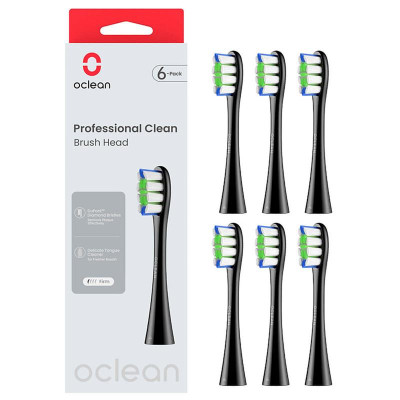 Насадка для зубной электрической щетки Oclean P1C5 B06 Professional Clean Brush Head Black (6 шт) (6970810553864)