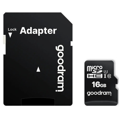 Карта памяти MicroSDHC 16GB UHS-I Class 10 Goodram + SD-adapter (M1AA-0160R12)