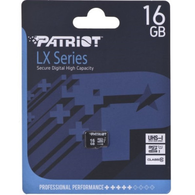 Карта пам`ятi MicroSDHC 16GB UHS-I Class 10 Patriot LX (PSF16GMDC10)