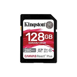 Карта памяти SDXC 128GB UHS-II/U3 Class 10 Kingston Canvas React Plus V60 SD R280/W100MB/s (SDR2V6/128GB)
