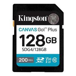 Карта памяти SDXC 128GB UHS-I/U3 Class 10 Kingston Canvas Go! Plus R200/W200MB/s (SDG4/128GB)
