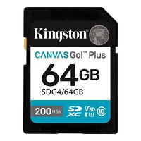 Карта памяти SDXC 64GB UHS-I/U3 Class 10 Kingston Canvas Go! Plus R200/W200MB/s (SDG4/64GB)