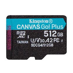 Карта памяти MicroSDXC 512GB UHS-I/U3 Class 10 Kingston Canvas Go! Plus R200/W160MB/s (SDCG4/512GBSP)