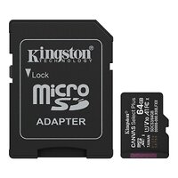 Карта памяти MicroSDXC 64GB UHS-I Class 10 Kingston Canvas Select Plus R100MB/s + SD-адаптер (SDCS3/64GB)