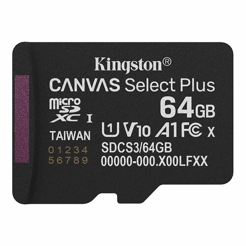 Карта памяти MicroSDXC 64GB UHS-I Class 10 Kingston Canvas Select Plus R100MB/s (SDCS3/64GBSP)