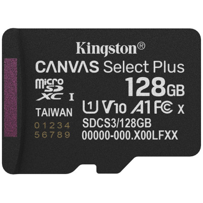 Карта памяти MicroSDXC 128GB UHS-I Class 10 Kingston Canvas Select Plus R150MB/s (SDCS3/128GBSP)