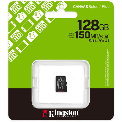 Карта памяти MicroSDXC 128GB UHS-I Class 10 Kingston Canvas Select Plus R150MB/s (SDCS3/128GBSP)