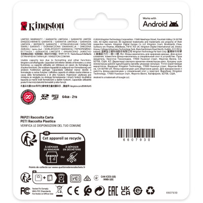 Карта памяти MicroSDXC 128GB UHS-I Class 10 Kingston Canvas Select Plus R150MB/s (SDCS3/128GBSP)
