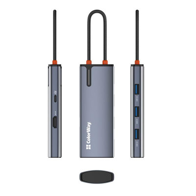 Док-станція ColorWay USB-C 5-в-1 Type C PD 100W/USB3.0х3/HDMI 4К (CW-HUB01) Док-станція ColorWay USB-C 5-в-1 Type C PD 100W/USB3.0х3/HDMI 4К (CW-HUB01)