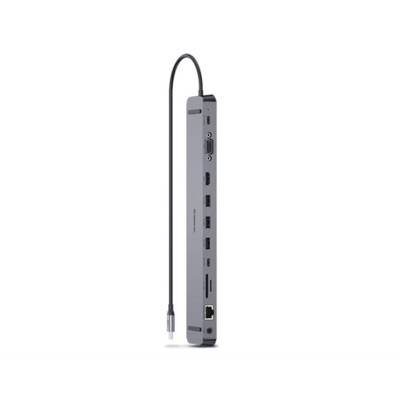 USB-хаб REAL-EL CQ-1000 USB3.0х3/USB-C/HDMI/VGA/RJ45/SD/TF/3.5 mm audio, 0.4m, Space Grey
