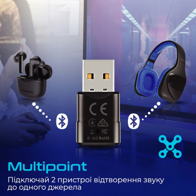 Bluetooth-адаптер аудио Promate BlueLink Bluetooth 5.0 Black