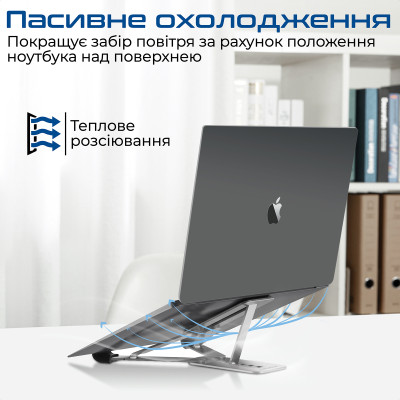 Охлаждающая подставка для ноутбука Promate PocketMount Grey Охлаждающая подставка для ноутбука Promate PocketMount Grey