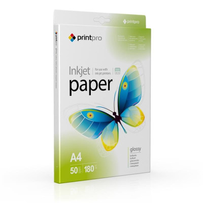 Фотопапiр PrintPro глянцевий 180г/м2 A4 50арк (PGE180050A4)