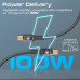 Кабель Promate Lucidline-CC120 USB Type-C - USB Type-C (M/M), 5 A, 100 W, 1.2 м, Black Кабель Promate Lucidline-CC120 USB Type-C - USB Type-C (M/M), 5 A, 100 W, 1.2 м, Black