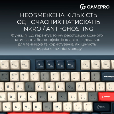 Клавіатура бездротова GamePro Asgard Drakkar Keychron Super Red Switch Blue (MK305BL) Клавіатура бездротова GamePro Asgard Drakkar Keychron Super Red Switch Blue (MK305BL)