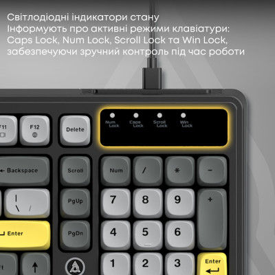 Клавиатура Ajazz AF98 Black USB-C Black Gray Yellow (AF98-BGY)