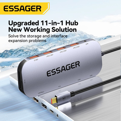 USB-хаб Essager Marble Harp 11 in 1 USB-C Hub (EHB11-FQ0G-Z) USB-хаб Essager Marble Harp 11 in 1 USB-C Hub (EHB11-FQ0G-Z)