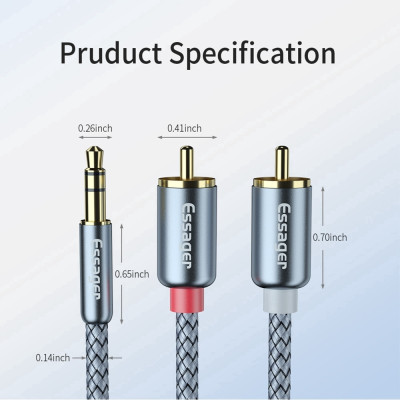 Кабель Essager Monster 3.5 мм - 2xRCA (M/M), 2 м, Grey (EYPZJ-MYA0H) Кабель Essager Monster 3.5 мм - 2xRCA (M/M), 2 м, Grey (EYPZJ-MYA0H)