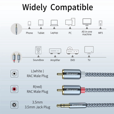 Кабель Essager Monster 3.5 мм - 2xRCA (M/M), 2 м, Grey (EYPZJ-MYA0H) Кабель Essager Monster 3.5 мм - 2xRCA (M/M), 2 м, Grey (EYPZJ-MYA0H)