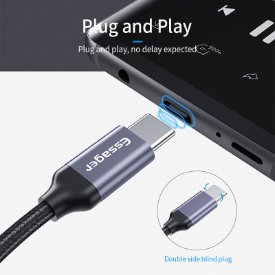Адаптер Essager USB Type-C - 3.5 мм (M/F), 0.1 м, Black (EZJE01-0G) Адаптер Essager USB Type-C - 3.5 мм (M/F), 0.1 м, Black (EZJE01-0G)
