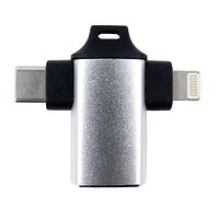 Адаптер Dengos OTG USB-Lightning/USB Type-C Silver (ADP-022)