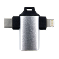 Адаптер Dengos OTG USB-Lightning/USB Type-C Silver (ADP-022) Адаптер Dengos OTG USB-Lightning/USB Type-C Silver (ADP-022)