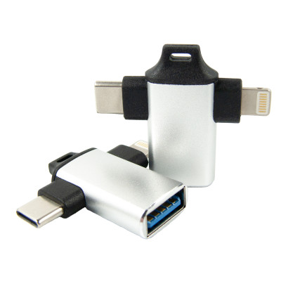 Адаптер Dengos OTG USB-Lightning\/USB Type-C Silver (ADP-022)
