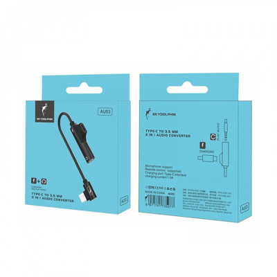 Переходник SkyDolphin AU03 USB USB-C - Jack 3.5 + USB-C (M/F), Black (ADPT-00027) Переходник SkyDolphin AU03 USB USB-C - Jack 3.5 + USB-C (M/F), Black (ADPT-00027)