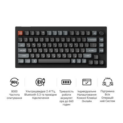 Беспроводная клавиатура Keychron V1 Ultra Keychron Red Switch Black RGB (V1U-D1-UA)