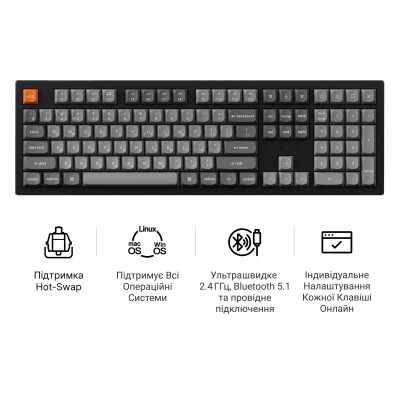 Беспроводная клавиатура Keychron K10 Max Keychron Super Banana Switch Black RGB (K10M-H4-UA)