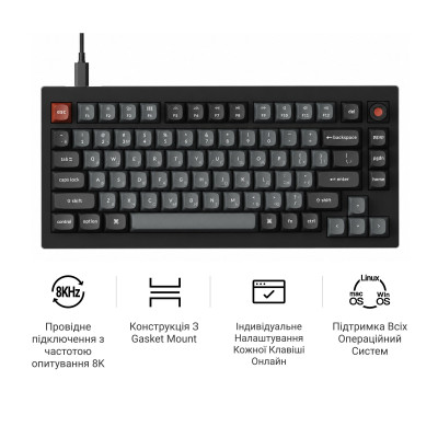Клавиатура Keychron V1 8K Keychron Super Red Switch Black RGB (V1W-D1-UA)